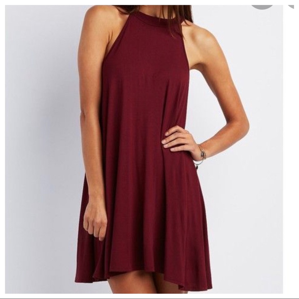 NWT Francesca’s Burgundy Halter Shift Dress. Size: M